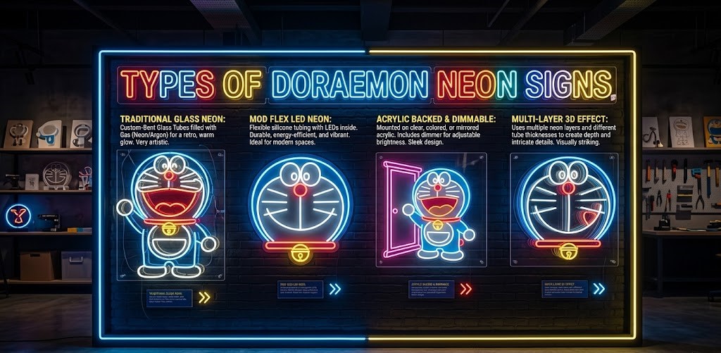 Types of Doraemon Neon Signs